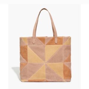 NWT Madewell Geometric Patchwork Tote in Tan and Cream